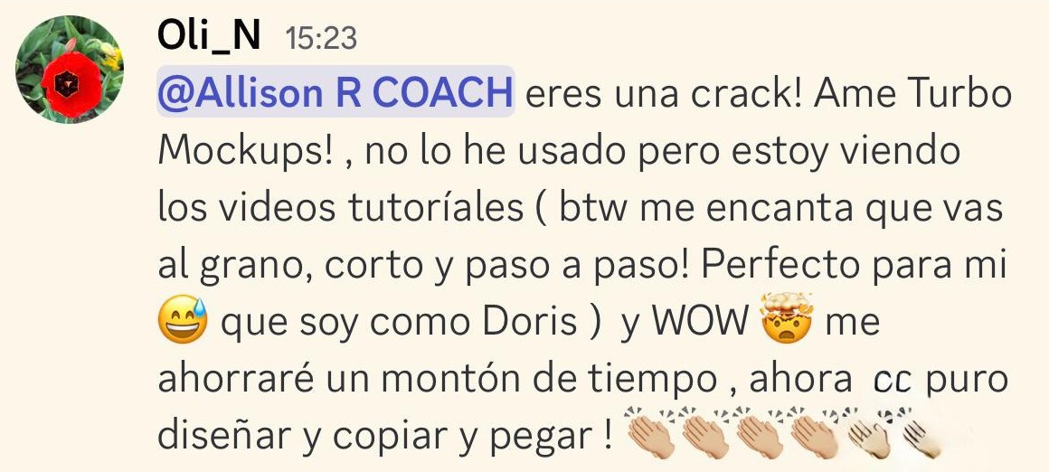 Testimonio de Oli_N sobre TurboMockups